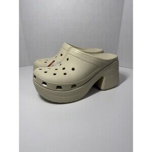 Crocs Siren Clog Platform Slip On Beige Tan 4” High Heel Sandal Men 10 Womens 12